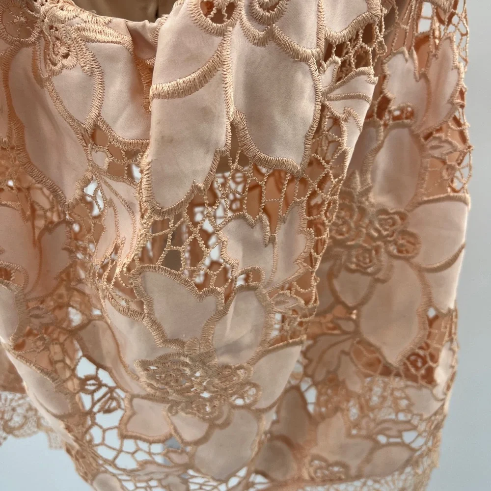 Lover + Friends "Life's a Beach" Lace Crop Top in Papaya - Size XS - Picture 6 of 12